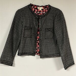 Euc Olsenboye Boucle Tweed Cropped Jacket with cute Lining Small juniors